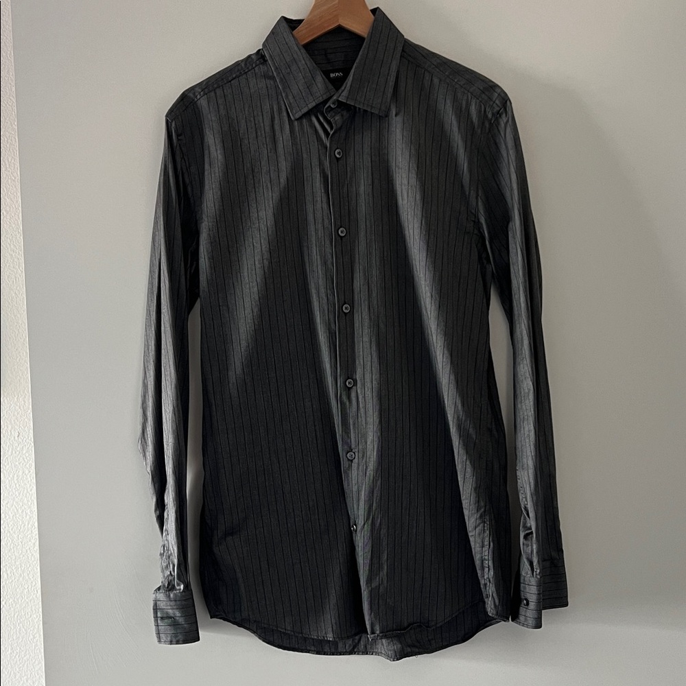 Boss Charcoal Pinstripe Dress Shirt